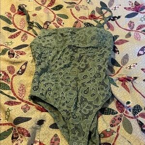 Gilly Hicks Olive Lace Kids Bodysuit